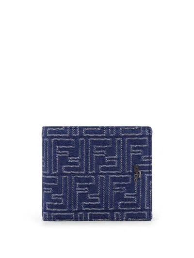 Fendi Denim-effect Ff Jacquard Bi-fold Wallet