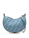 Fendi Mini Bag With Denim-effect Ff Jacquard In Blue