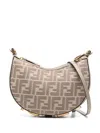 Fendi Women Denim-effect Ff Jacquard Graphy Mini Bag In Nude & Neutrals