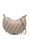 Fendi Women Denim-effect Ff Jacquard Graphy Mini Bag In Beige