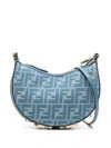 Fendi Mini Bag With Denim-effect Ff Jacquard In Blue