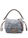 Fendi Denim-effect Ff Jacquard Mamma Baguette Small Bag