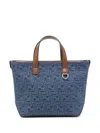 Fendi Denim Effect Ff Jacquard Small Shopping Bag In Blue
