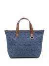 Fendi Denim Effect Ff Jacquard Small Shopping Bag In Blue