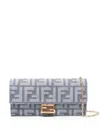 Fendi Denim-effect Ff Jacquard Uette Continental Wallet With Chain Bags