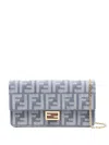 Fendi Denim-effect Ff Jacquard Uette Continental Wallet With Chain Bags