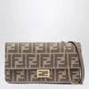 FENDI FENDI DENIM-EFFECT FF JACQUARD WALLET BAGUETTE BEIGE WOMEN