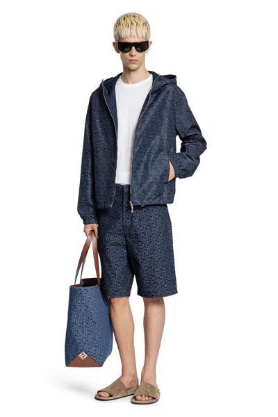 Fendi Denim Effect Ff Windbreaker In Blue