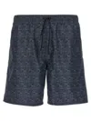 Fendi Denim Effect Swimsuit Featuring Pockets In Blue