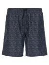 Fendi Denim Effect Swimsuit Featuring Pockets In Blue