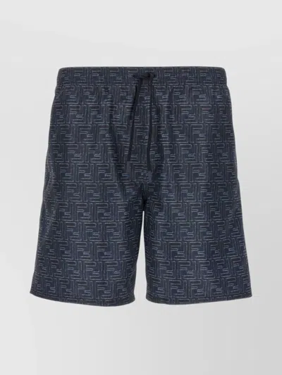 Fendi Denim Effect Swimsuit Featuring Pockets