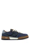 Fendi Match Denim Ff Embossed Sneakers Blue In Blue