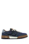 Fendi Match Denim Ff Embossed Sneakers Blue