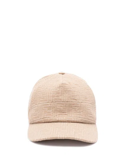 Fendi `denim Ff` Baseball Cap In Neutral