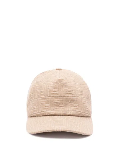 Fendi `denim Ff` Baseball Cap In Neutral