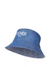 Fendi Denim Ff-pattern Bucket Hat In Blue