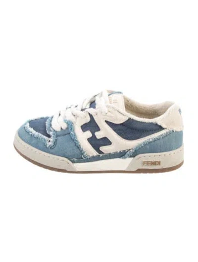 Pre-owned Fendi Denim Graphic Print Athletic Sneakers In Multi