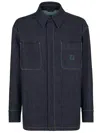 Fendi Logo Embroidered Denim Jacket In Black