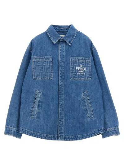 Fendi Kids' Denim Jacket In Blue