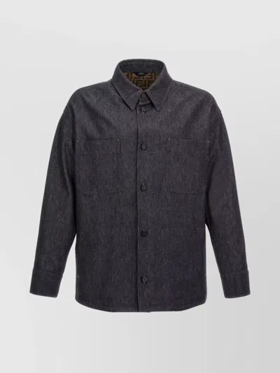 FENDI DENIM JACKET CONTRAST STITCHING