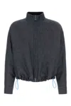 Fendi Linen Blend Jacket In Gray