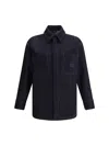 Fendi Embroidered Ff Long-sleeved Denim Jacket In Indigo Greggio