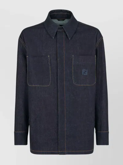 FENDI DENIM JACKET PATCH POCKETS