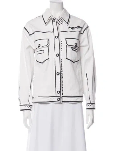 Pre-owned Fendi Denim Jacket In White