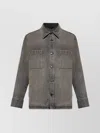 Fendi Denim Jacket With Collared Design And Pockets In Gray