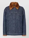 Fendi Denim Jacket With Faux Fur Collar In Blue