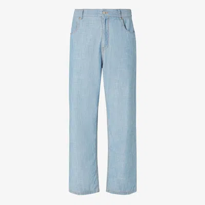 Fendi Light Blue Chambray Pants