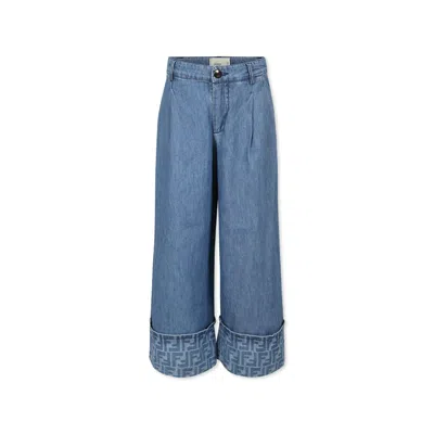 Fendi Kids' Denim Jeans For Girl With Ff