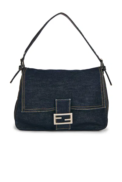 Pre-owned Fendi Denim Mama Baguette Shoulder Bag In Blue