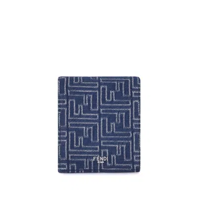 Fendi Denim Men's Wallet In Blue