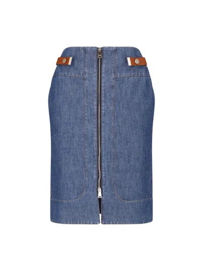 Fendi Denim Midi Skirt In Blue
