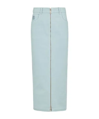 FENDI FENDI ZIP-UP DENIM MIDI SKIRT