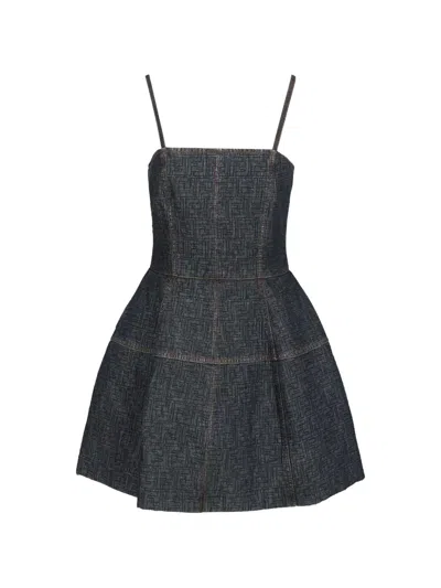 Fendi Denim Mini Dress In Blue