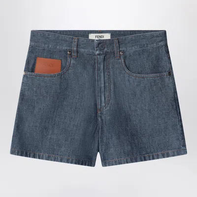 Fendi Denim Mini Shorts For Women In Blue