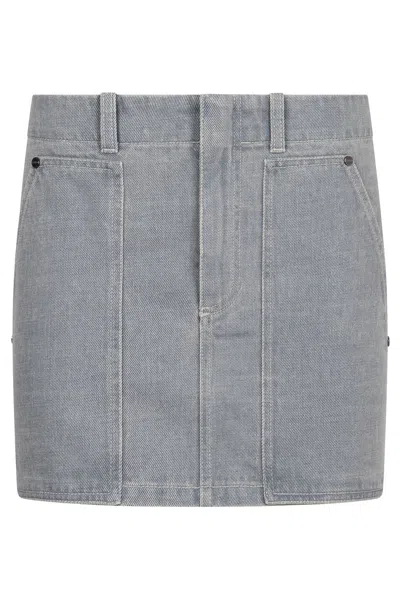 Fendi Mini Denim Logo Back In Gray