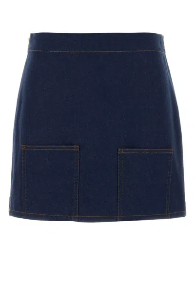 Fendi Denim Mini Skirt In Blue