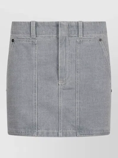 Fendi Denim Mini Skirt Front And Back Pockets In Gray