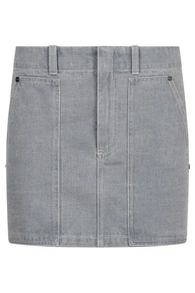 Fendi Denim Mini Skirt In Gray