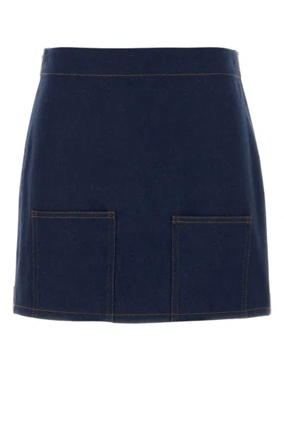 Fendi Denim Mini Skirt Reverse Ff In Blue