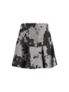 Fendi Ff Denim Skirt With Frosted Fauna Motif In Black