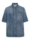 Fendi Short-sleeved Denim Shirt In Dark Wash