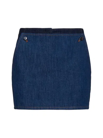 Fendi Two-tone Denim Skorts In Blue