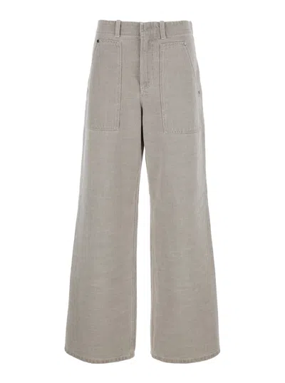 FENDI FENDI WOMEN BEIGE JEANS WITH PATCH POCKETS ON THE FRONT AND EMBOSSED LOGO ON THE BACK IN COTTON WOMA