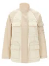 Fendi Two-tone Cotton Denim Parka In Beige