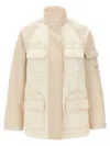 Fendi Two-tone Cotton Denim Parka In Beige