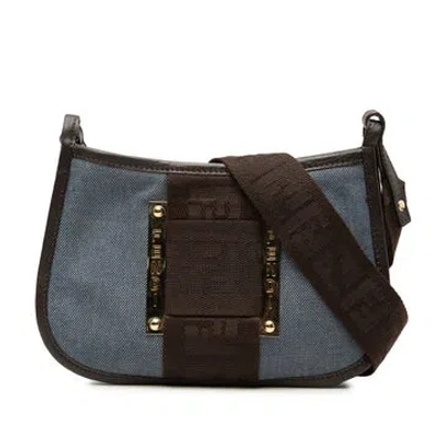 Pre-owned Fendi Denim Pochette Crossbody In Blue
